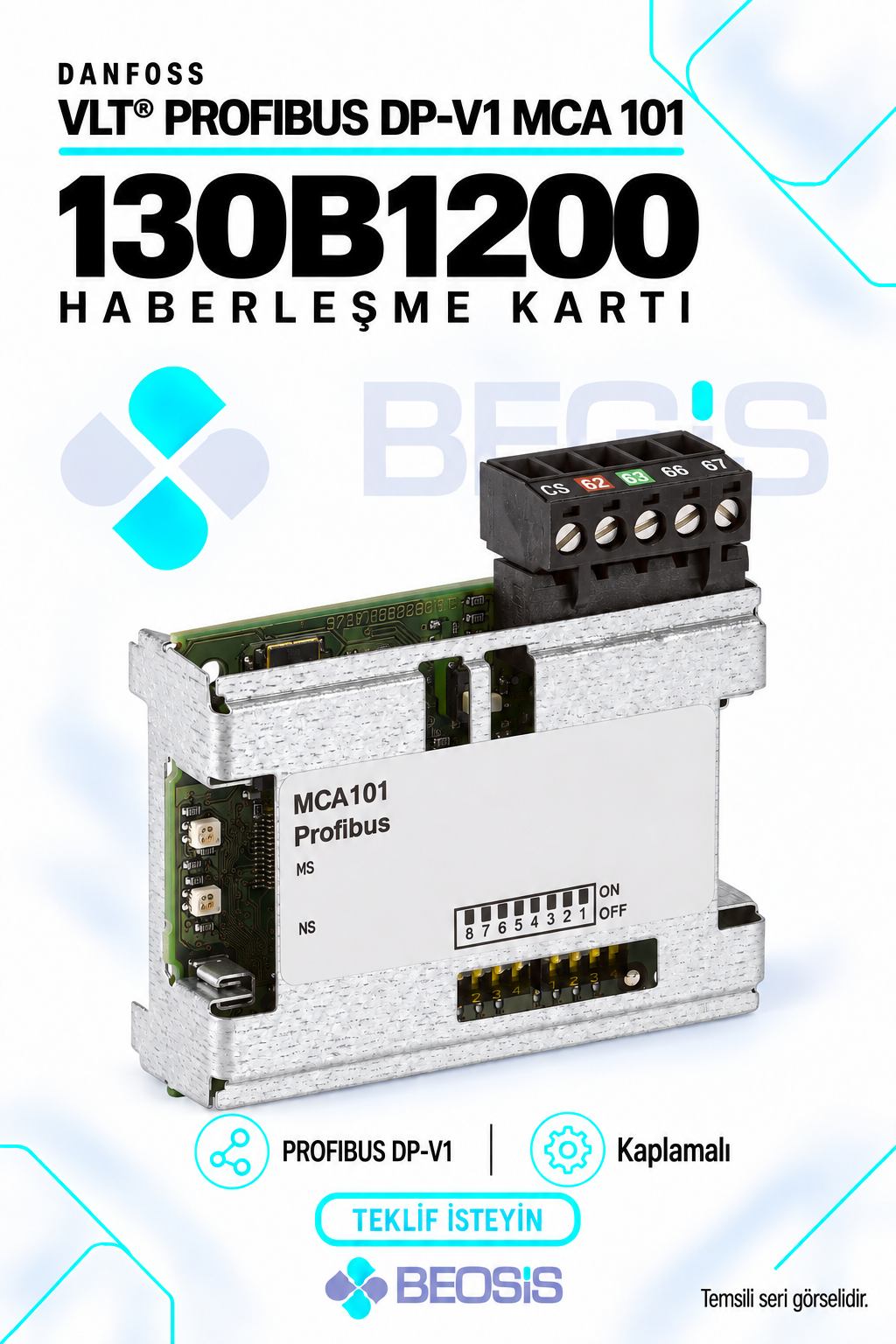 Danfoss 130B1200 VLT PROFIBUS DP-V1 MCA 101 Haberleşme Kartı – Kaplamalı