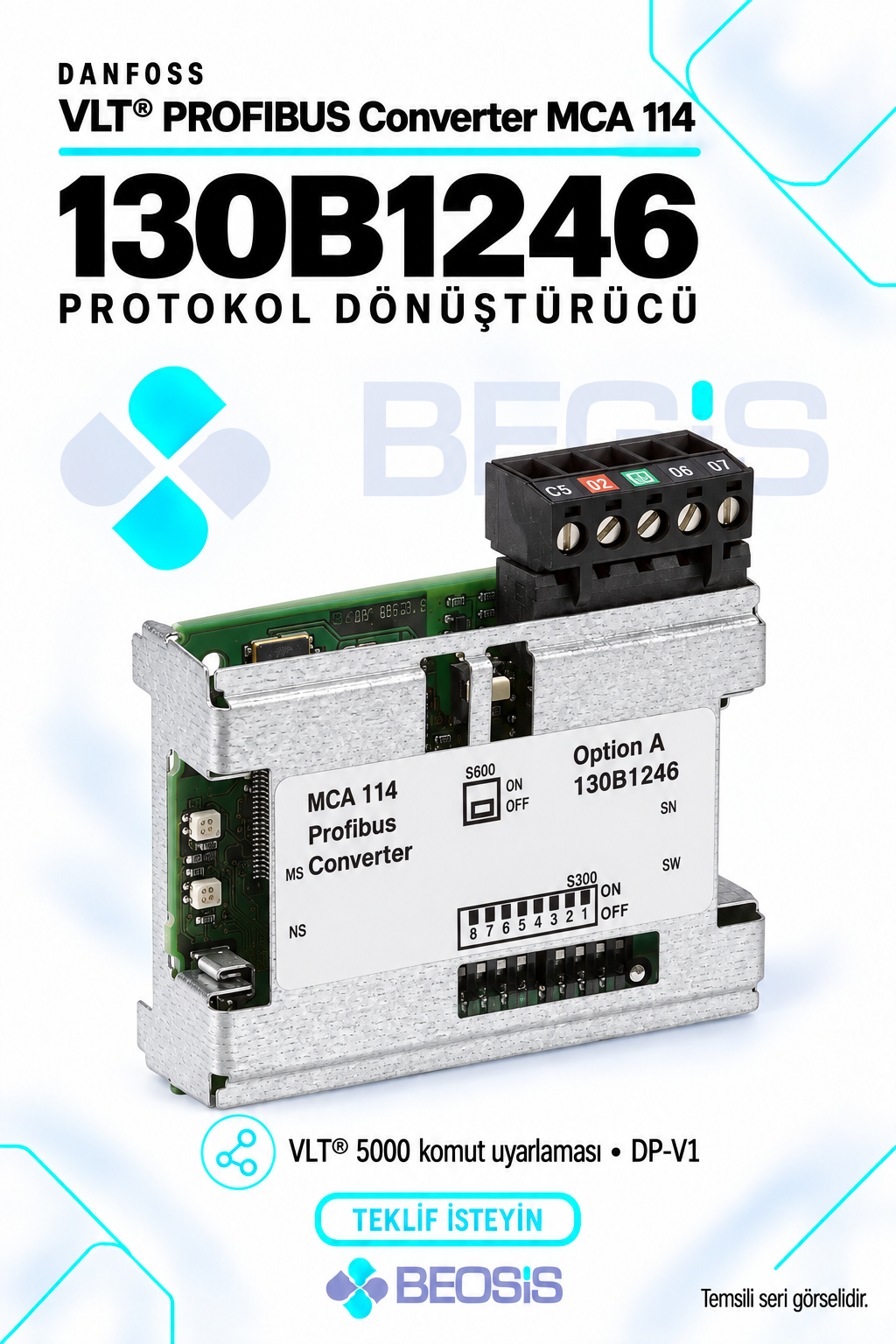 Danfoss 130B1246 VLT PROFIBUS Converter MCA 114 Protokol Dönüştürücü – VLT 5000 Uyarlaması