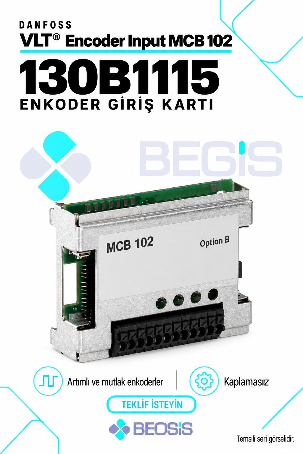 Danfoss 130B1115 VLT Encoder Input MCB 102 Enkoder Giriş Kartı – Kaplamasız