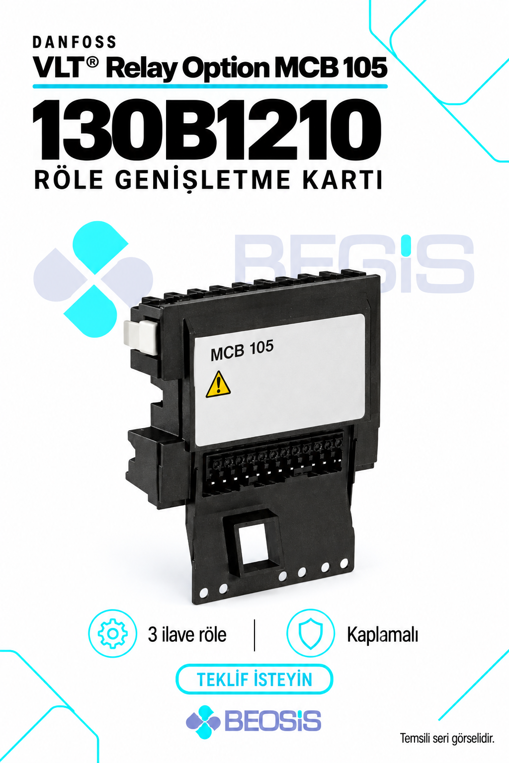 Danfoss 130B1210 VLT Relay Option MCB 105 Röle Genişletme Kartı – Kaplamalı