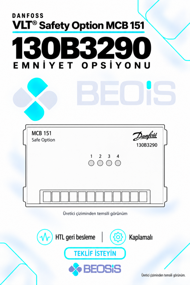 Danfoss 130B3290 VLT Safety Option MCB 151 Emniyet Opsiyonu – HTL Geri Besleme, Kaplamalı