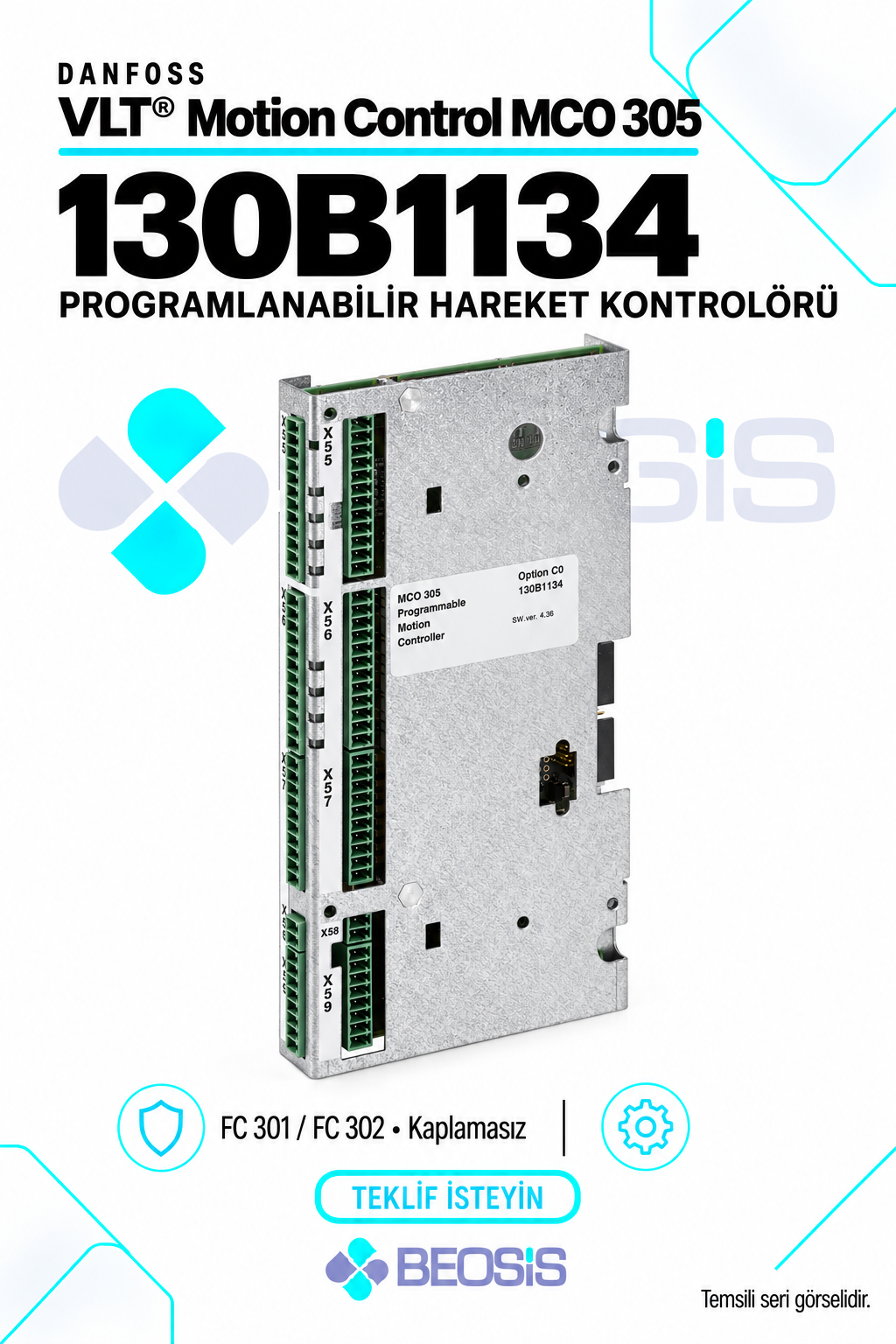 Danfoss 130B1134 VLT Motion Control MCO 305 Programlanabilir Hareket Kontrolörü – Kaplamasız