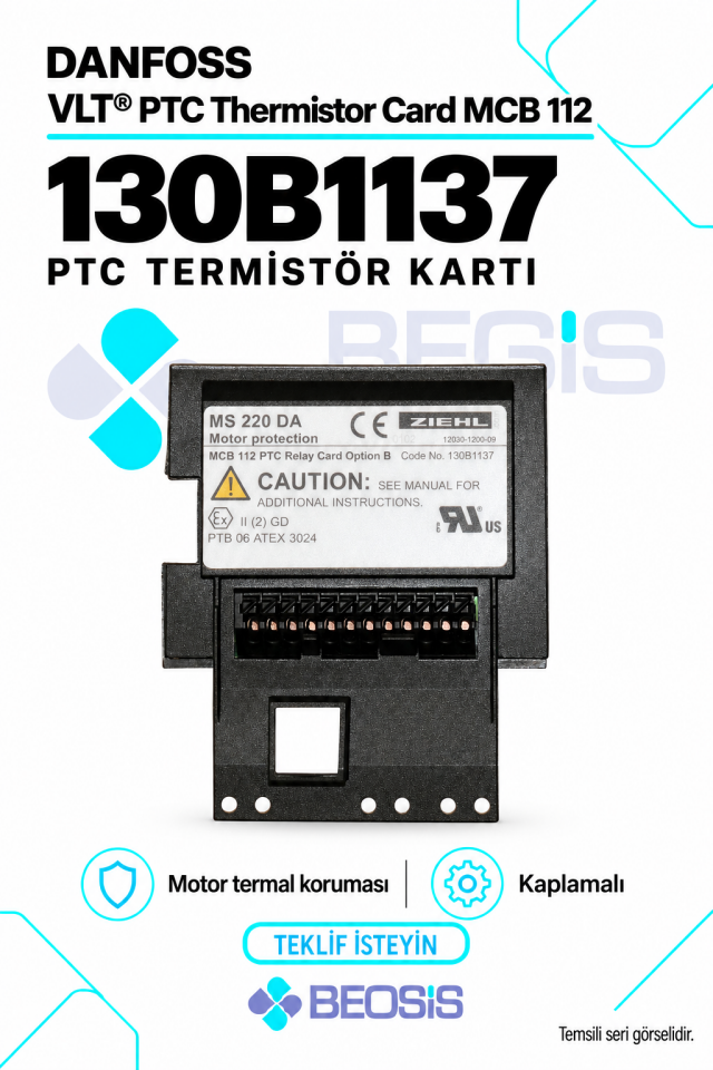 Danfoss 130B1137 VLT PTC Thermistor Card MCB 112 Motor Termal Koruma Kartı – Kaplamalı