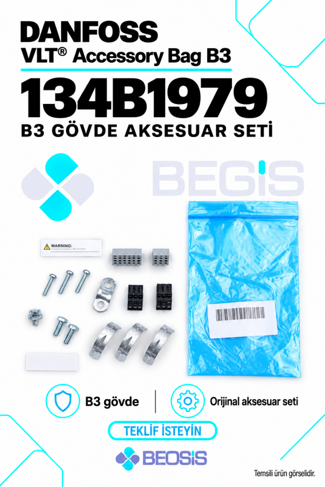 Danfoss 134B1979 B3 Gövde Aksesuar Seti – VLT Sürücü Montaj ve Bağlantı Parçaları