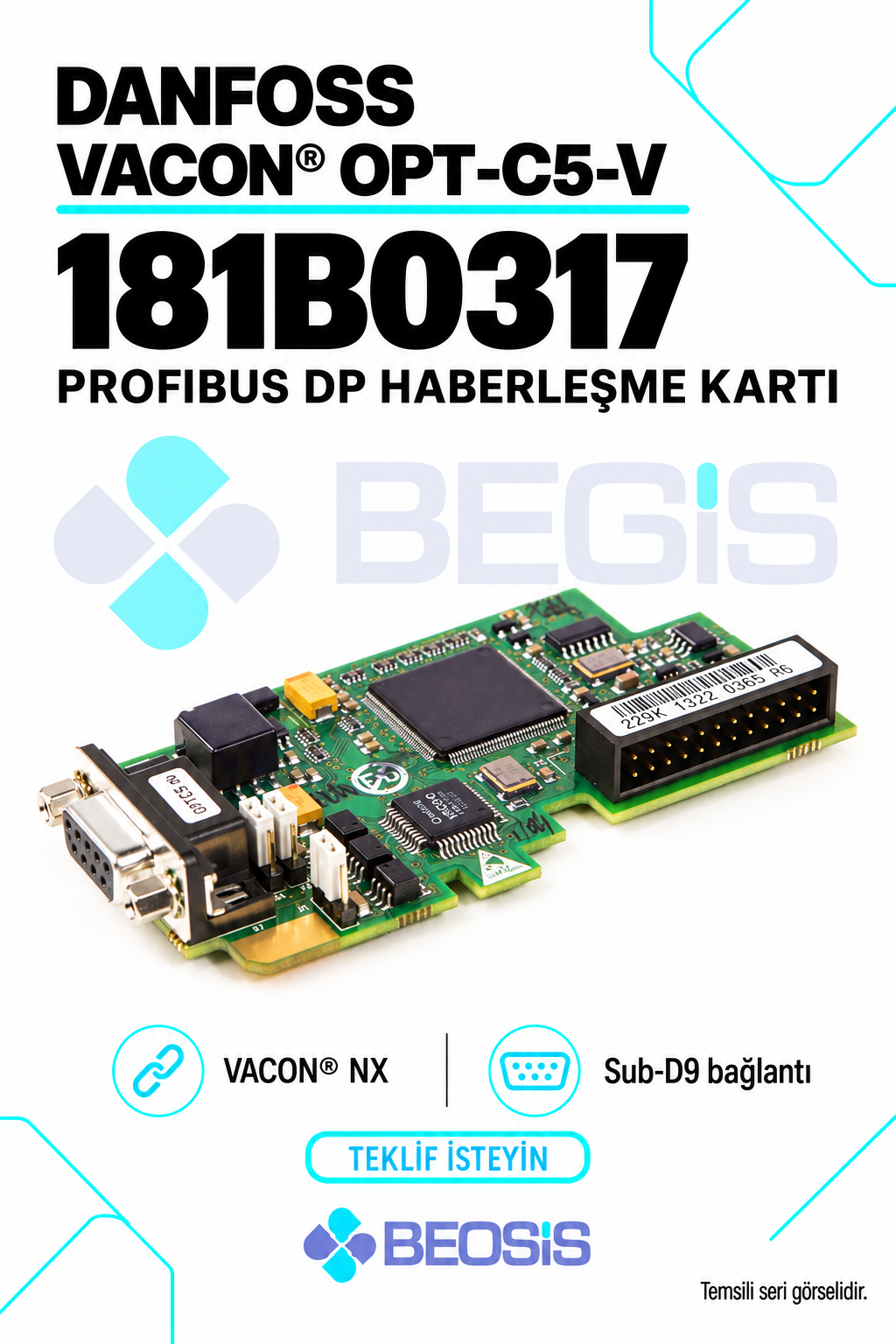 Danfoss VACON 181B0317 OPT-C5-V PROFIBUS DP Haberleşme Kartı – Sub-D9