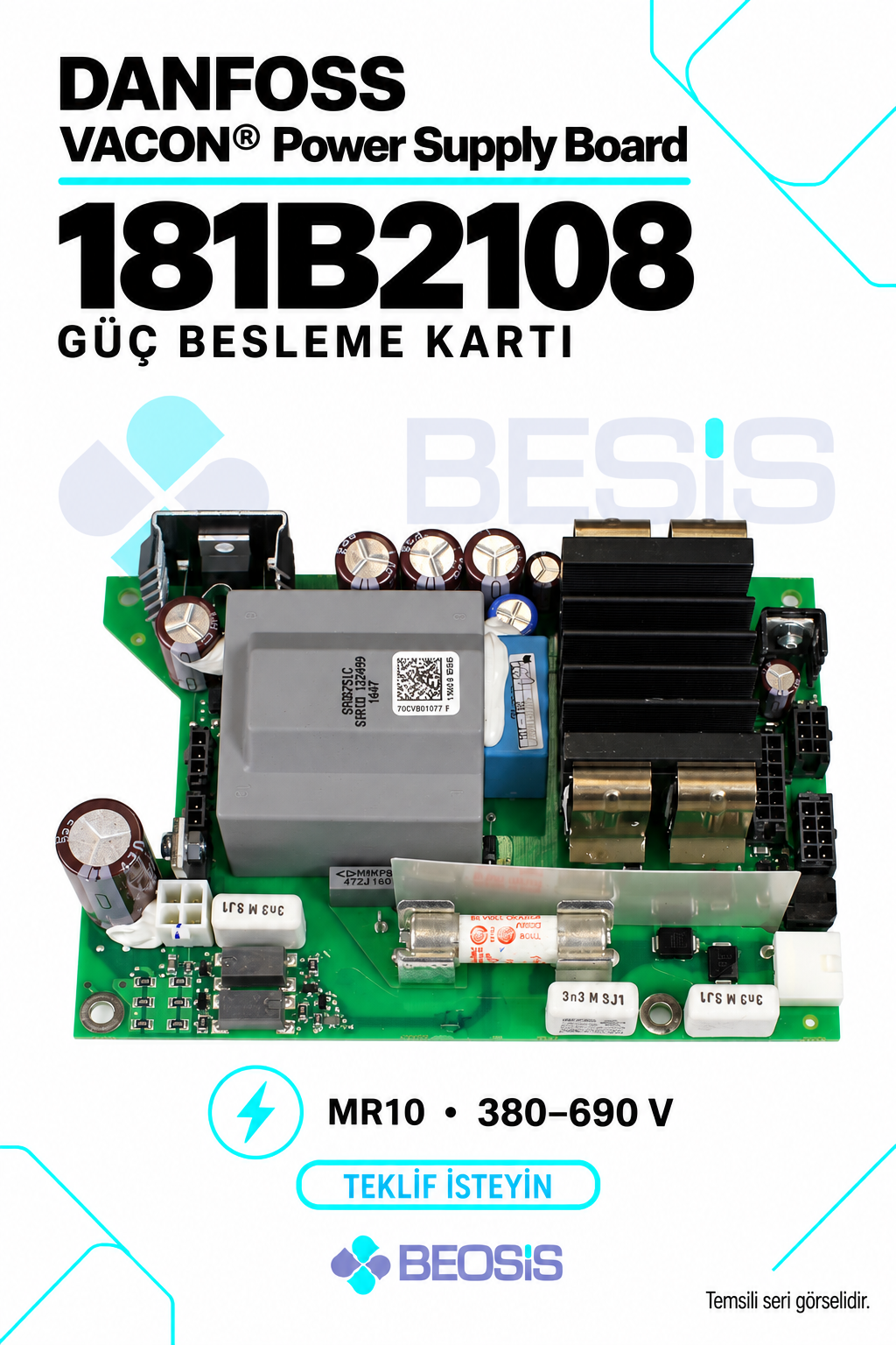 Danfoss VACON 181B2108 MR10 Güç Besleme Kartı – 380–690 V, SPR-CMB13139