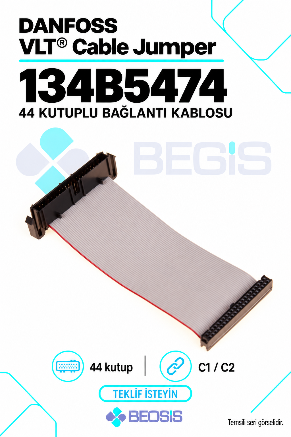 Danfoss 134B5474 VLT 44 Kutuplu Jumper Bağlantı Kablosu – C1/C2