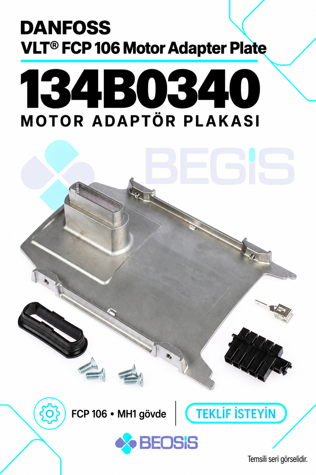 Danfoss 134B0340 VLT FCP 106 Motor Adaptör Plakası – MH1 Gövde