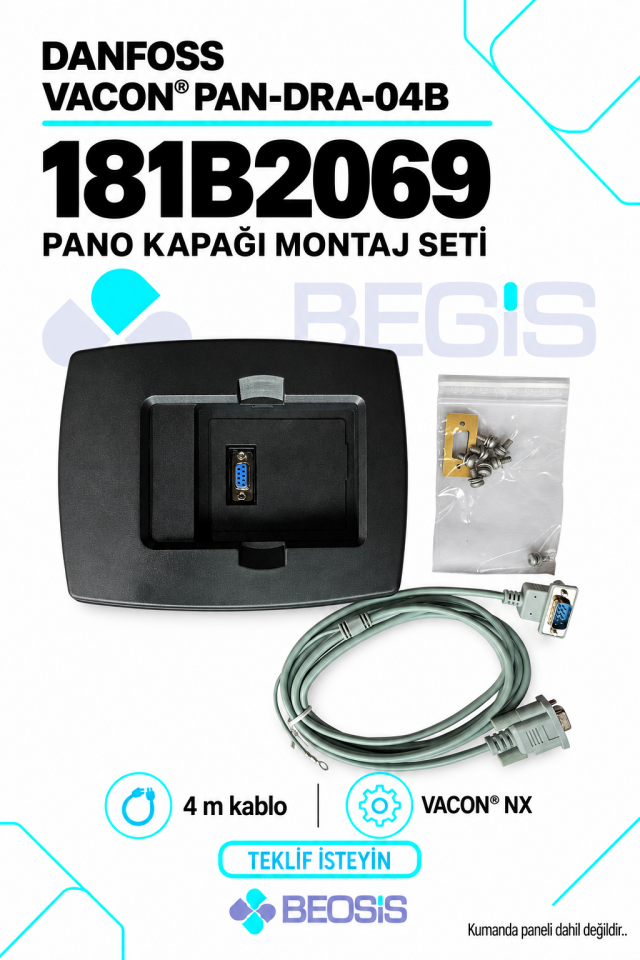 Danfoss VACON 181B2069 PAN-DRA-04B Pano Kapağı Montaj Seti – 4 m Kablo