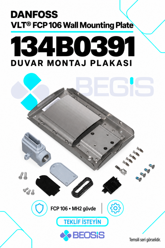 Danfoss 134B0391 VLT FCP 106 Duvar Montaj Plakası – MH2 Gövde