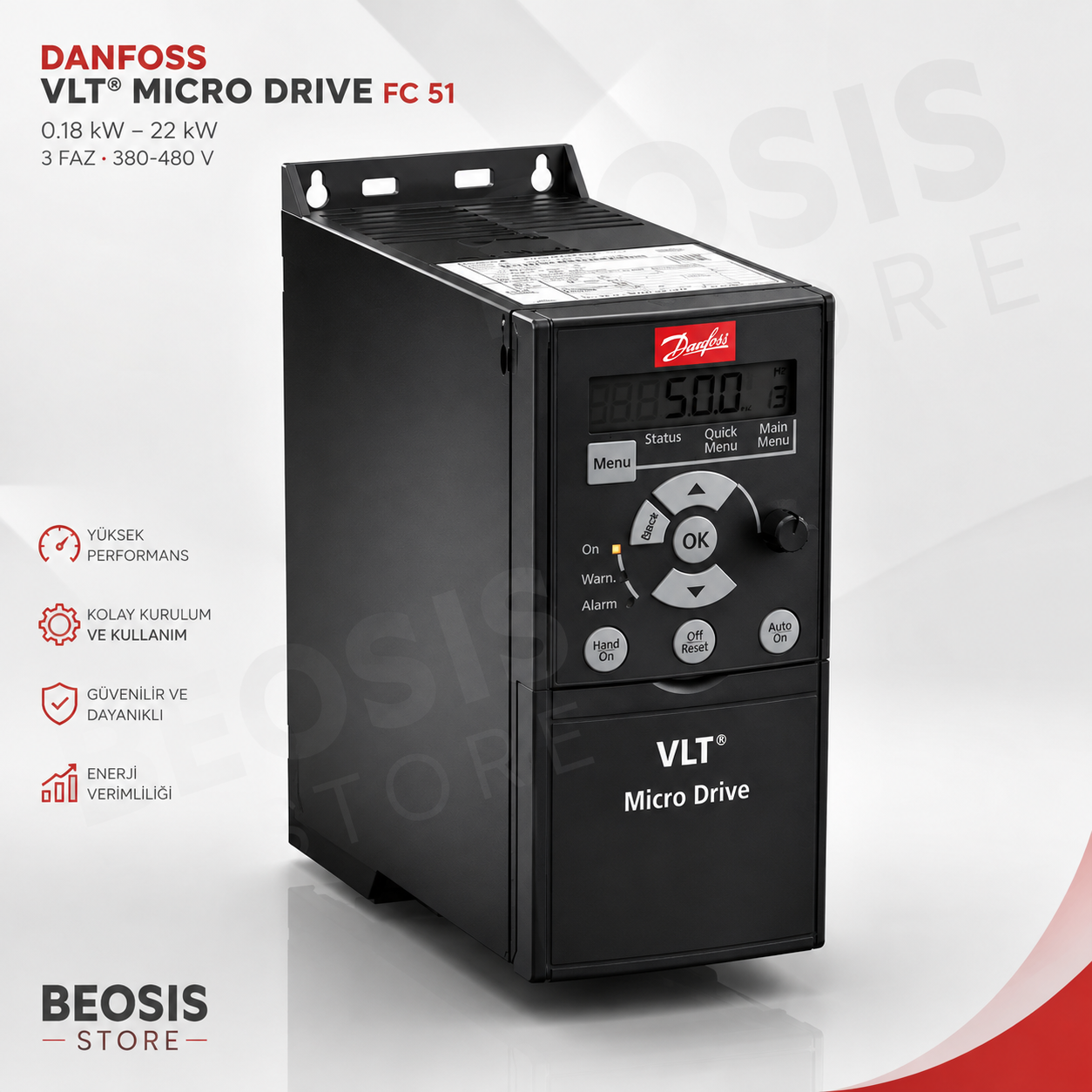 Danfoss VLT Micro Drive FC 51 – 132F0005 – 1,5 kW Monofaz 200-240 V (Panel Hariç)