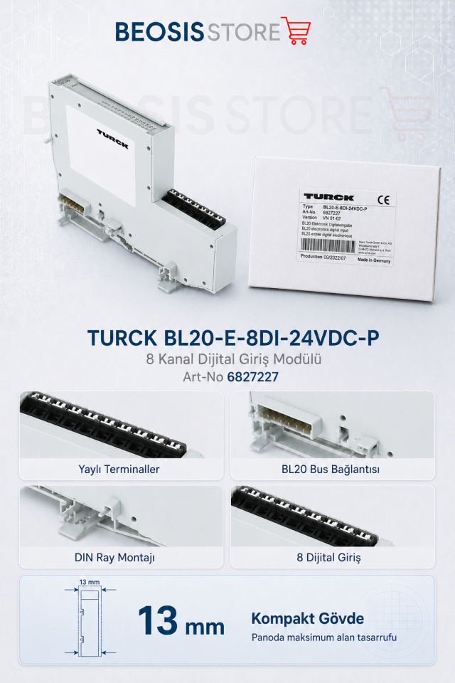 TURCK BL20-E-8DI-24VDC-P 8 Kanal Dijital Giriş Modülü
