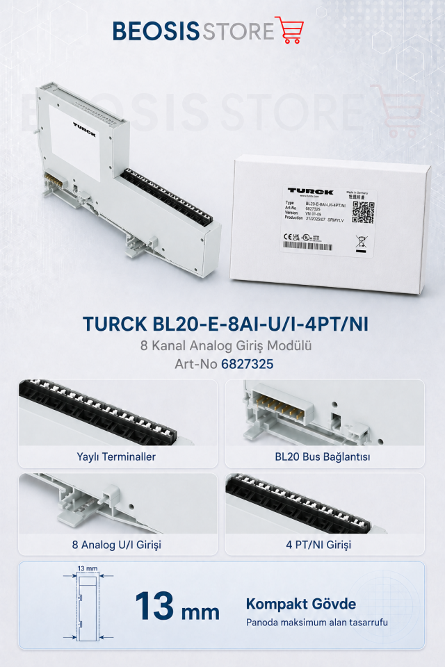 TURCK BL20-E-8AI-U/I-4PT/NI 8 Kanal Analog Giriş Modülü