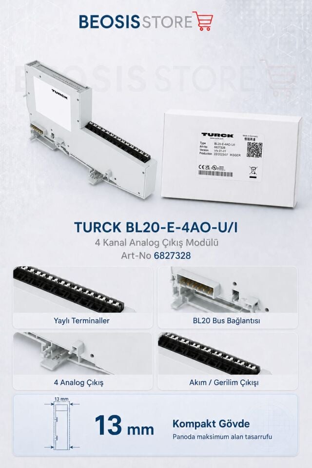 TURCK BL20-E-4AO-U/I 4 Kanal Analog Çıkış Modülü