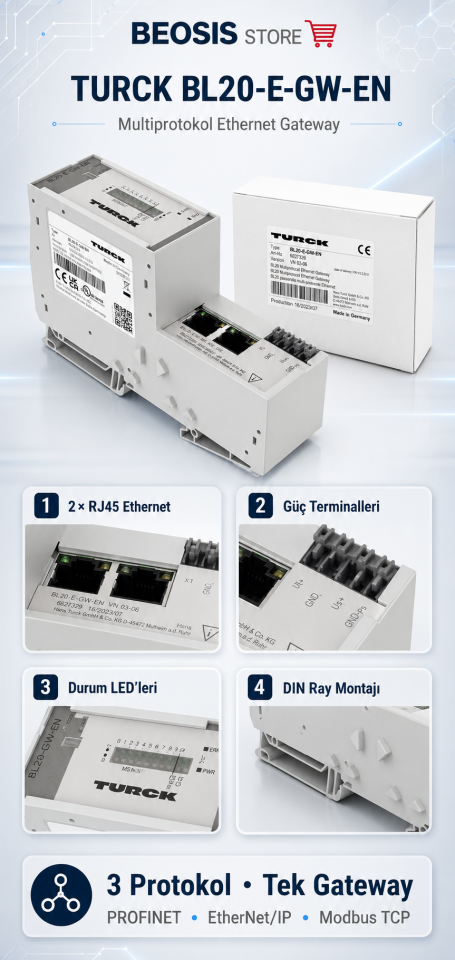 TURCK BL20-E-GW-EN Multiprotokol Ethernet Gateway