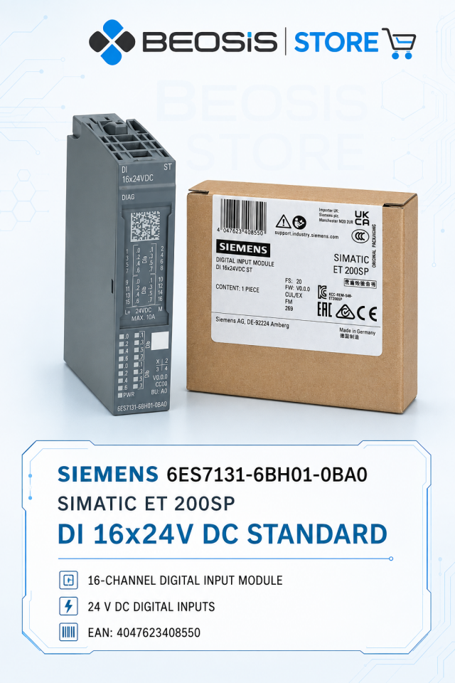 6ES7131-6BH01-0BA0 SIMATIC ET 200SP DI 16x24V DC Standard Dijital Giriş Modülü