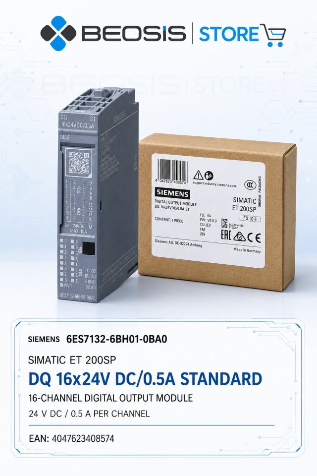 6ES7132-6BH01-0BA0 SIMATIC ET 200SP DQ 16x24V DC/0,5A Standard Dijital Çıkış Modülü