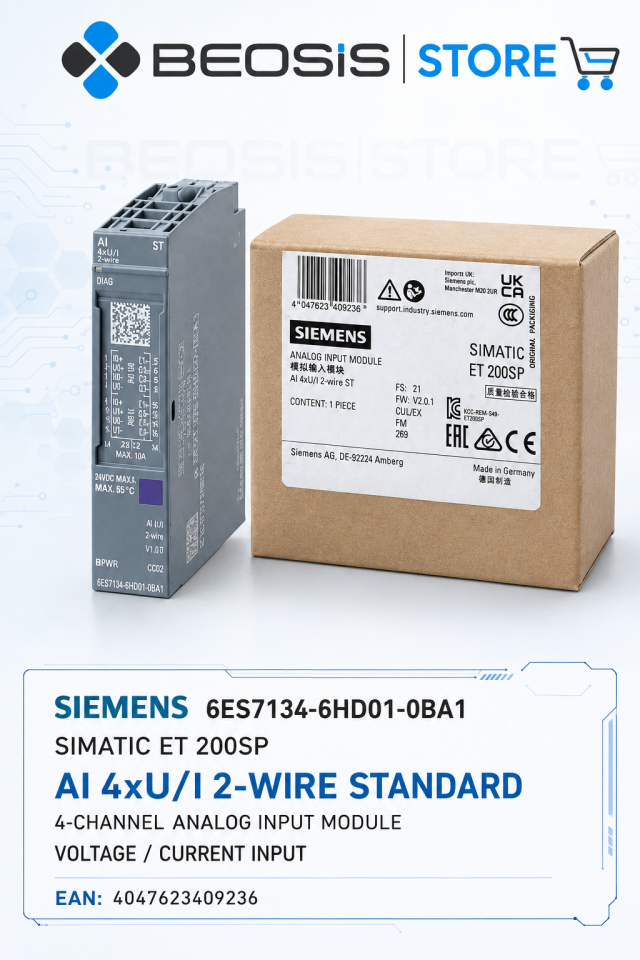 6ES7134-6HD01-0BA1 SIMATIC ET 200SP AI 4xU/I 2-Wire Standard Analog Giriş Modülü