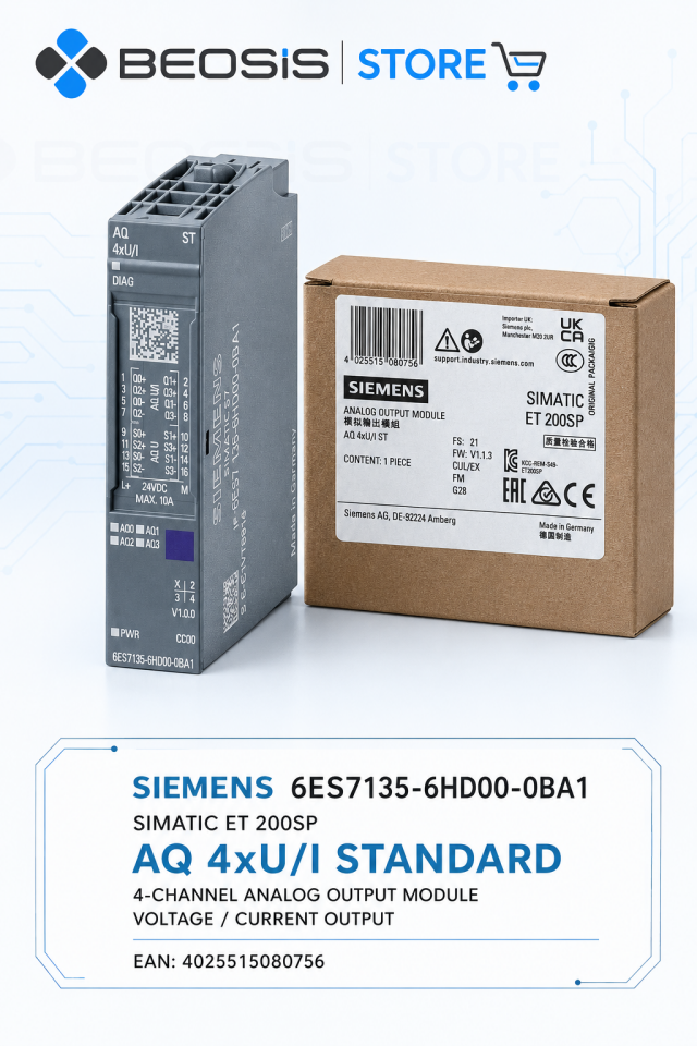 6ES7135-6HD00-0BA1 SIMATIC ET 200SP AQ 4xU/I Standard Analog Çıkış Modülü