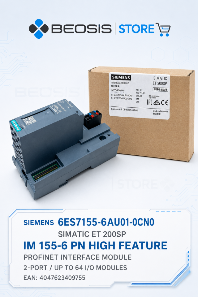 6ES7155-6AU01-0CN0 SIMATIC ET 200SP IM 155-6 PN High Feature PROFINET Arayüz Modülü