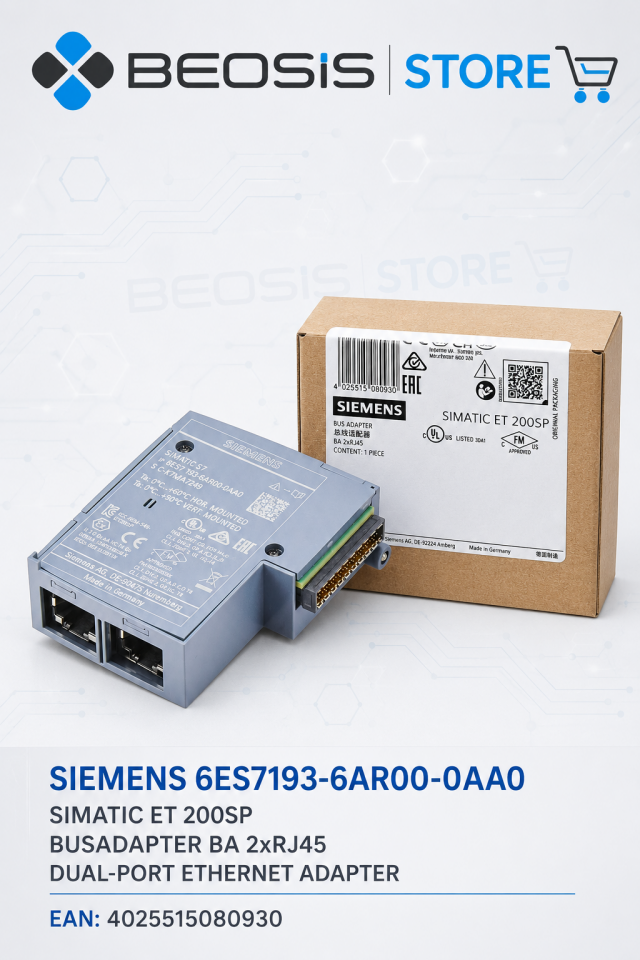 6ES7193-6AR00-0AA0 SIMATIC ET 200SP BusAdapter BA 2xRJ45 PROFINET