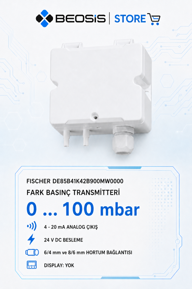 Fischer DE85 Fark Basınç Transmitteri – DE85B41K42B900MW0000 – 0…100 mbar – 4-20 mA