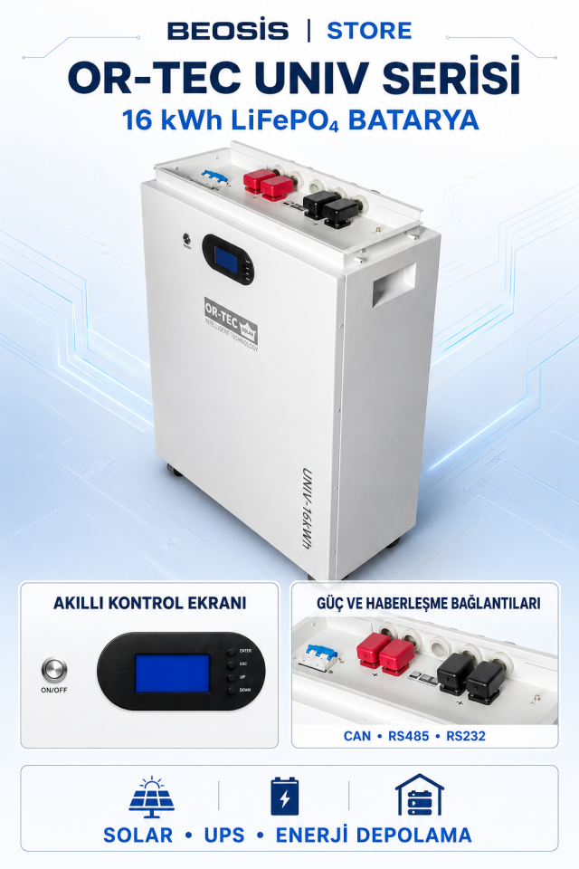 OR-TEC UNIV Serisi 02OR16000 16.0 kWh 51.2 V 314 Ah LiFePO4 BATARYA