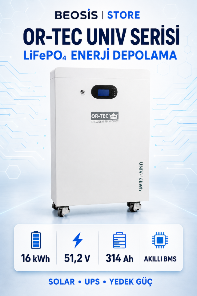 OR-TEC UNIV Serisi 02OR16000 16.0 kWh 51.2 V 314 Ah LiFePO4 BATARYA