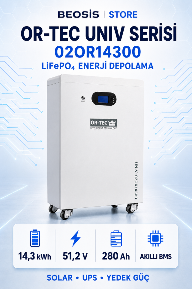 OR-TEC UNIV Serisi 02OR14300 14.3 kWh 51.2 V 280 Ah LiFePO4 BATARYA