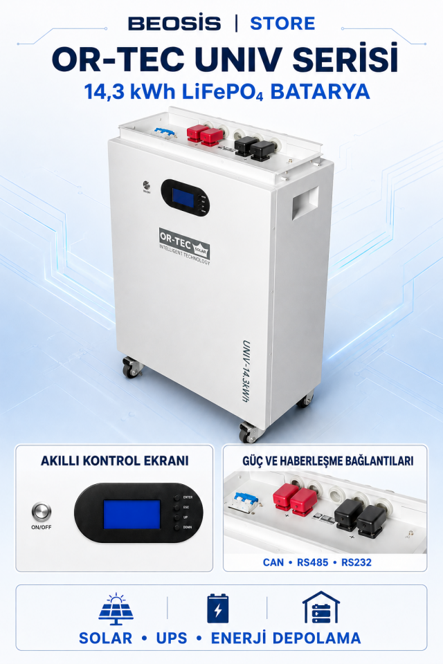 OR-TEC UNIV Serisi 02OR14300 14.3 kWh 51.2 V 280 Ah LiFePO4 BATARYA