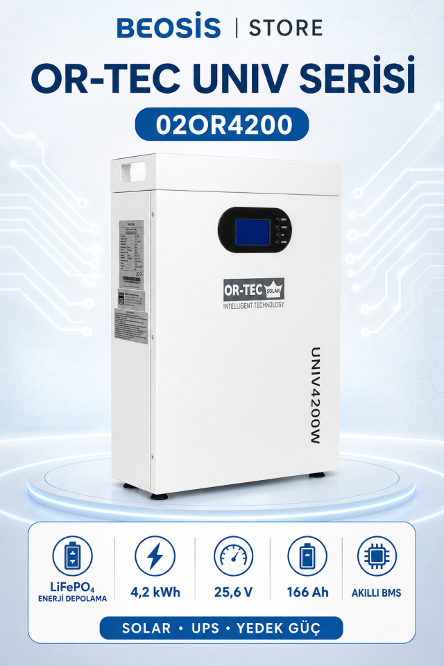 OR-TEC UNIV Serisi 02OR4200 4.2 kWh 25.6 V 166 Ah LiFePO4 BATARYA