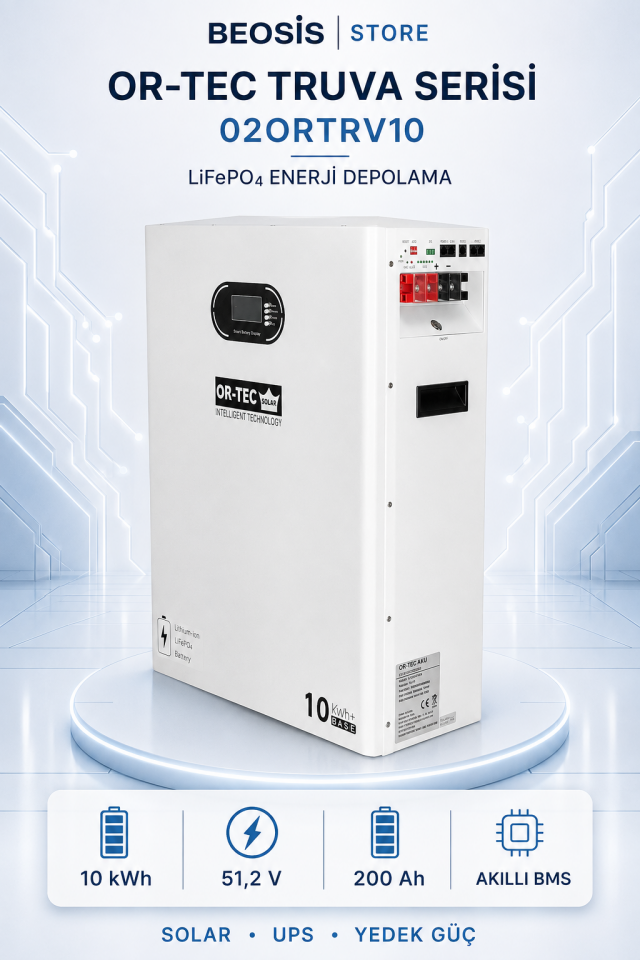 OR-TEC TRUVA Serisi 02ORTRV10 10 kWh 51.2 V 200 Ah LiFePO4 BATARYA