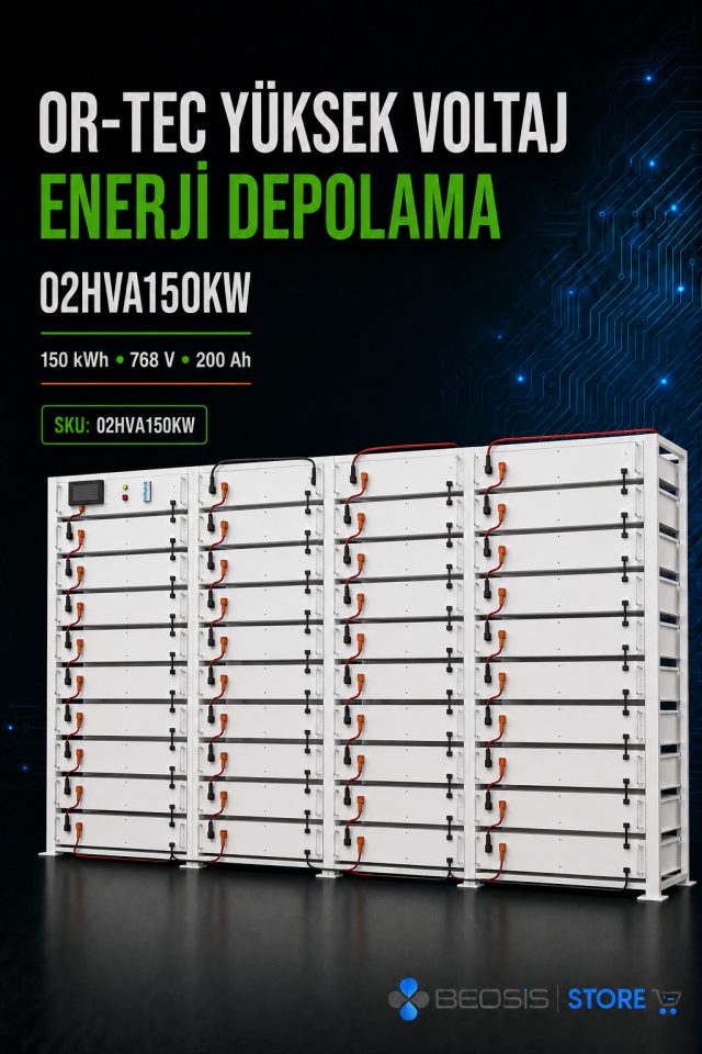 OR-TEC YÜKSEK VOLTAJ ENERJİ DEPOLAMA 02HVA150KW 150 kWh 768V 200Ah Yüksek Voltaj Enerji Depolama