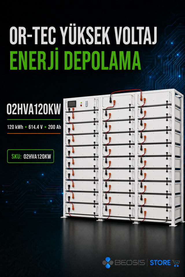 OR-TEC YÜKSEK VOLTAJ ENERJİ DEPOLAMA 02HVA120KW 120 kWh 614.4V 200Ah Yüksek Voltaj Enerji Depolama