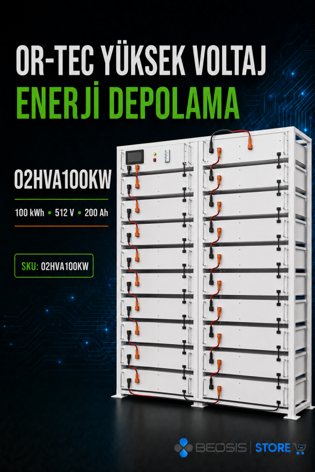 OR-TEC YÜKSEK VOLTAJ ENERJİ DEPOLAMA 02HVA100KW 100 kWh 512V 200Ah Yüksek Voltaj Enerji Depolama