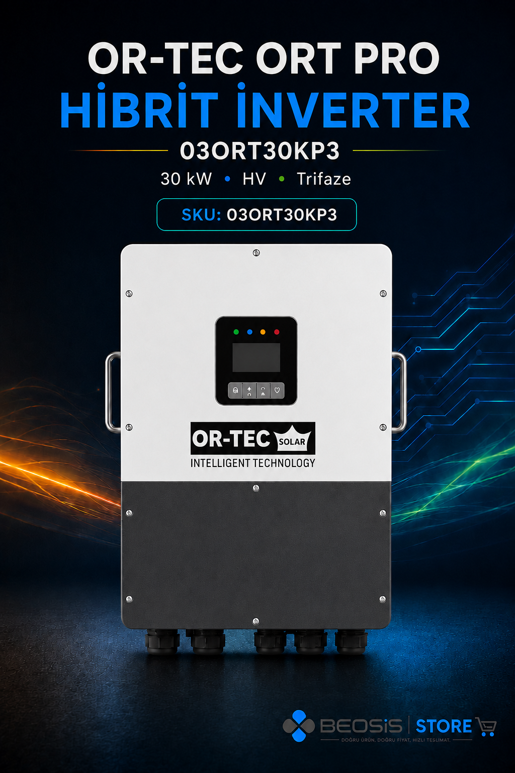 OR-TEC ORT PRO HİBRİT İNVERTER 03ORT30KP3 ORT PRO 30KW HV Trifaze HİBRİT İNVERTER