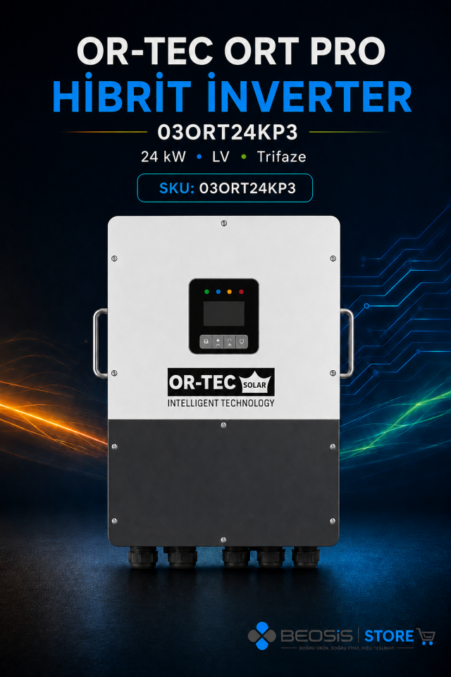 OR-TEC ORT PRO HİBRİT İNVERTER 03ORT24KP3 ORT PRO 24KW LV Trifaze HİBRİT İNVERTER