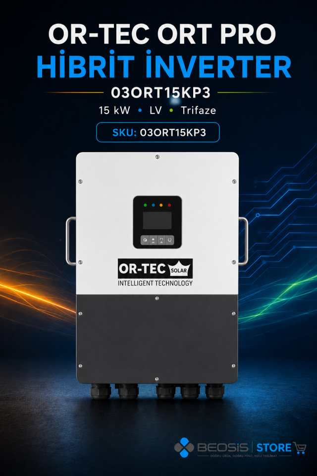 OR-TEC ORT PRO HİBRİT İNVERTER 03ORT15KP3 ORT PRO 15KW LV Trifaze HİBRİT İNVERTER