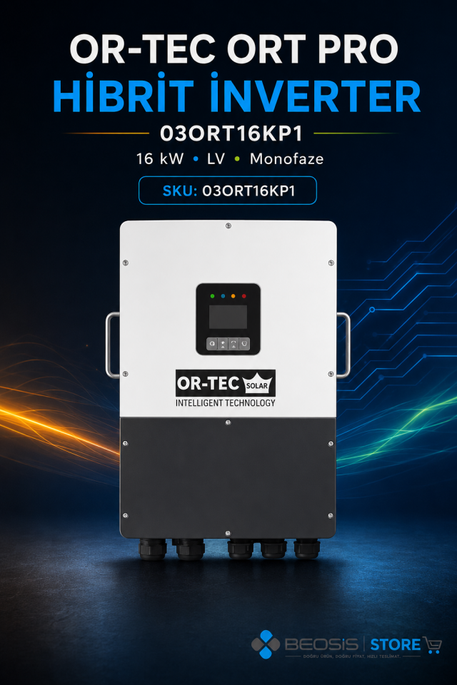 OR-TEC ORT PRO HİBRİT İNVERTER 03ORT16KP1 ORT PRO 16KW LV Monofaze HİBRİT İNVERTER