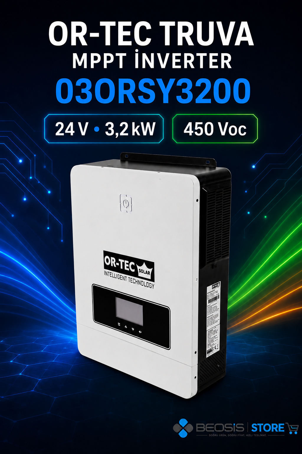 OR-TEC TRUVA MPPT İNVERTER 03ORSY3200 24 V 3.2 KW MPPT İNVERTER / 450 VOC