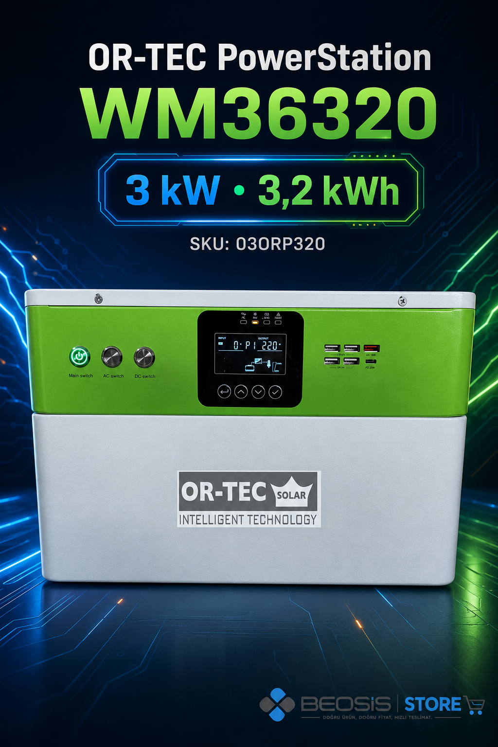 OR-TEC PowerStation 03ORP320 WM36320 3KW+3.2KWh Powerstation