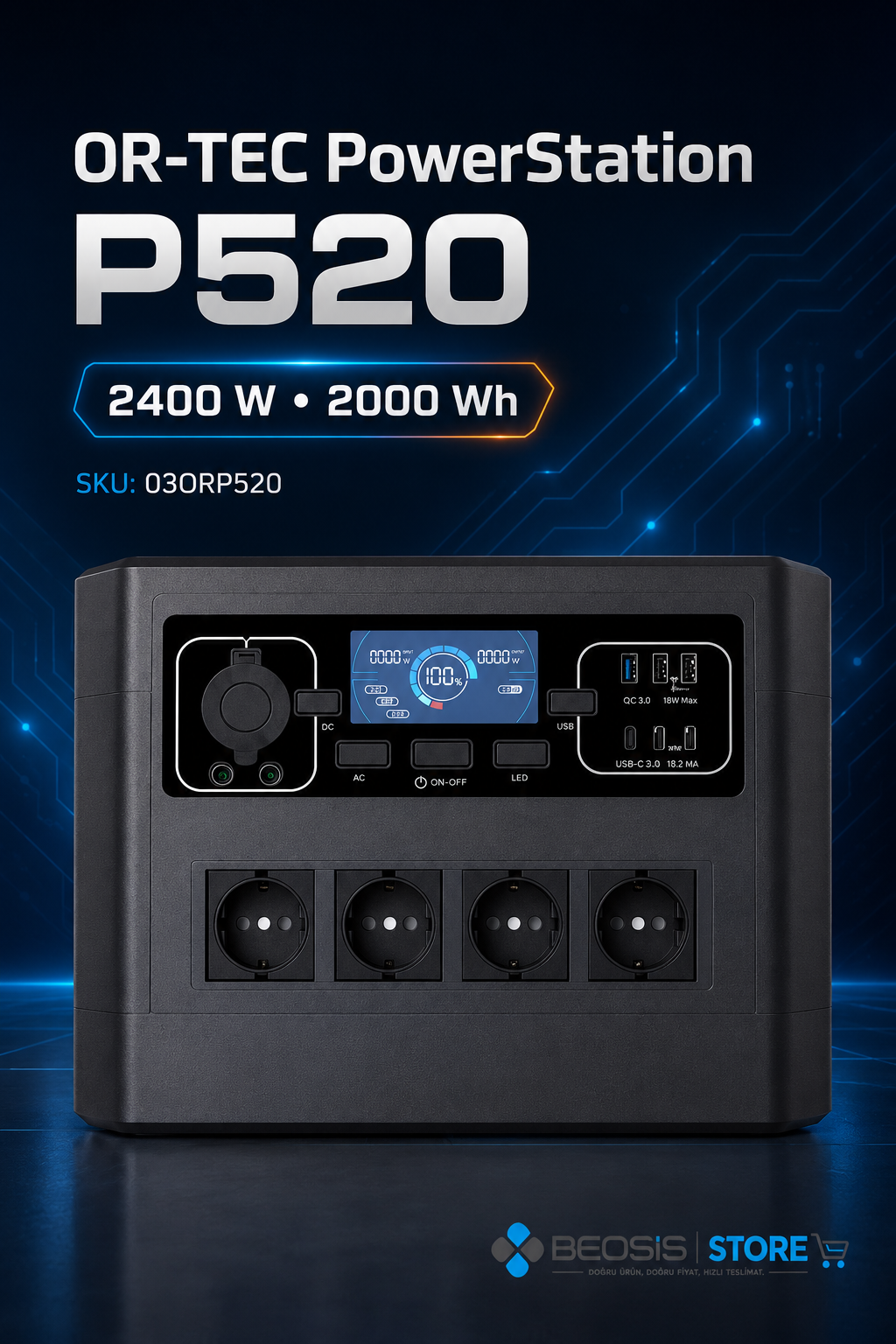 OR-TEC PowerStation 03ORP520 P520 2400W+2000Wh Powerstation