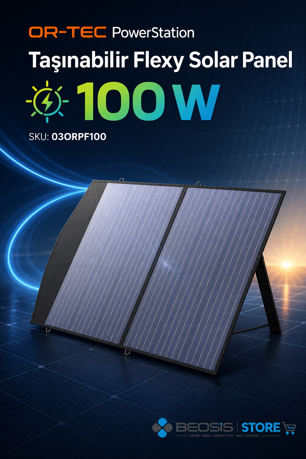 OR-TEC PowerStation 03ORPF100 Taşınabilir Flexy Solar Panel 100W