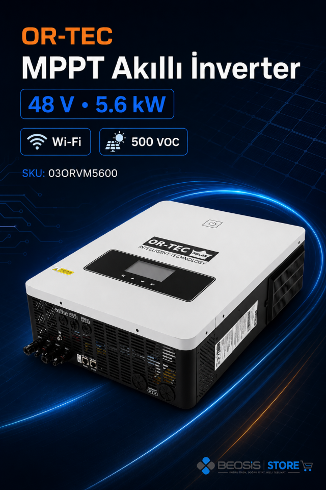 OR-TEC MPPT AKILLI İNVERTER 03ORVM5600 48 V 5.6 KW MPPT AKILLI İNVERTER / Wi-Fi / 500 VOC