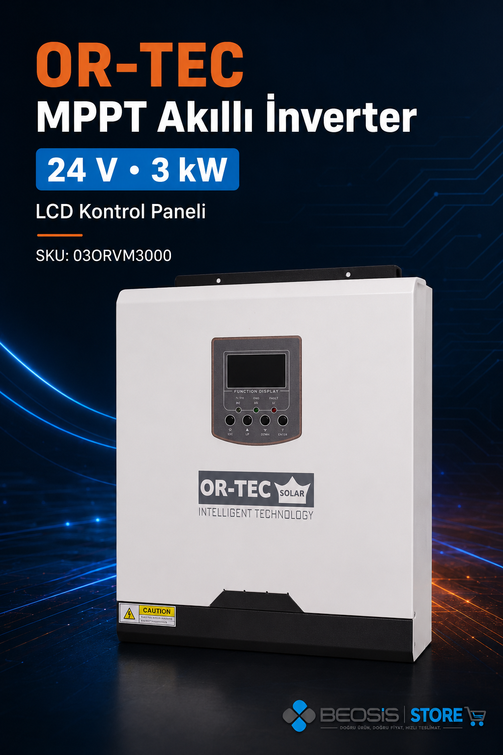 OR-TEC MPPT AKILLI İNVERTER 03ORVM3000 24 V 3 KW MPPT AKILLI İNVERTER / 102 VOC
