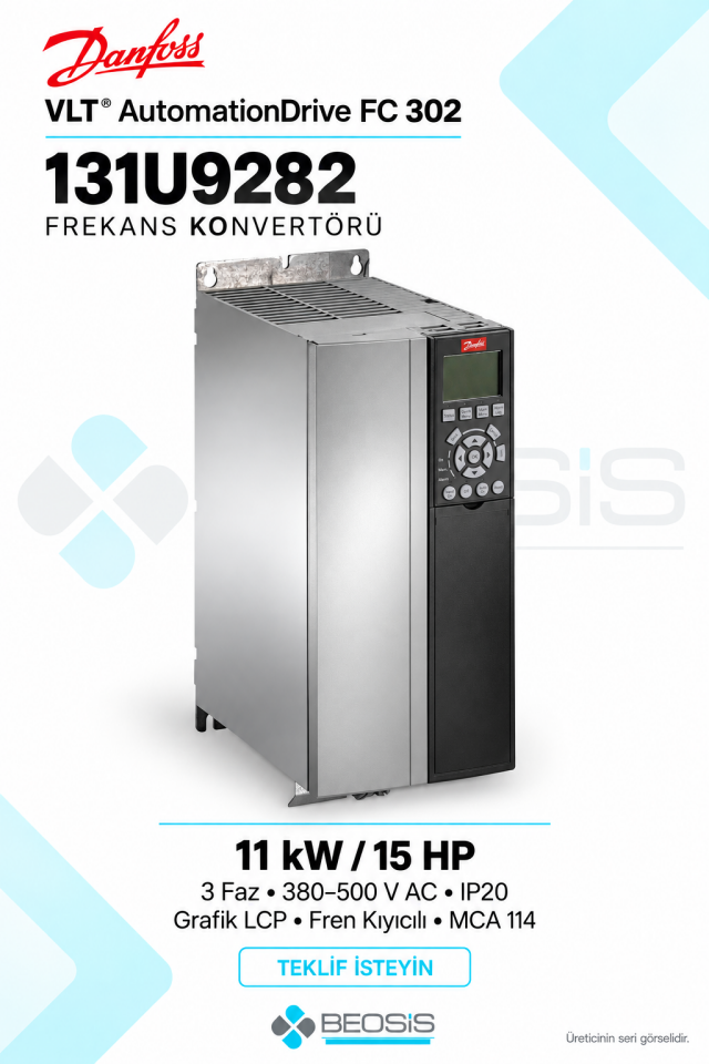Danfoss 131U9282 VLT AutomationDrive FC 302 11 kW 380–500 V IP20 Grafik Panelli Motor Hız Kontrol Cihazı