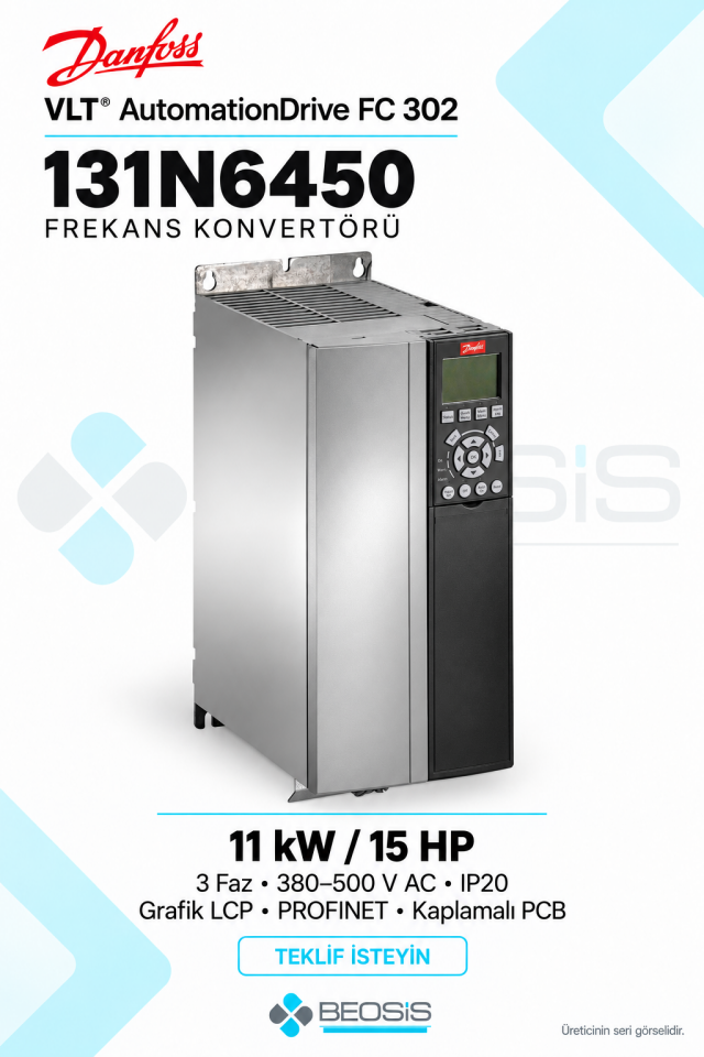 Danfoss 131N6450 VLT AutomationDrive FC 302 11 kW 380–500 V IP20 Grafik Panelli Motor Hız Kontrol Cihazı