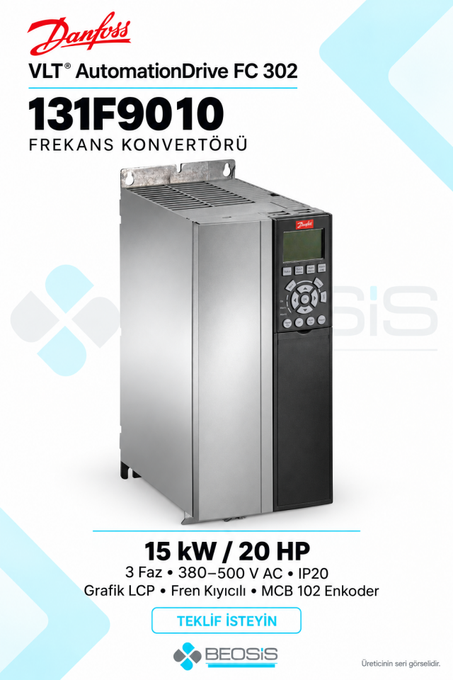 Danfoss 131F9010 VLT AutomationDrive FC 302 15 kW 380–500 V IP20 Grafik Panelli Motor Hız Kontrol Cihazı