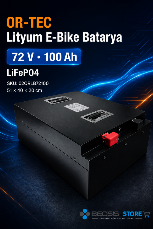 OR-TEC LİTYUM E-BİKE BATARYA 02ORLB72100 OR-TEC 72 V 100 Ah LiFePO4 E-BİKE BATARYA