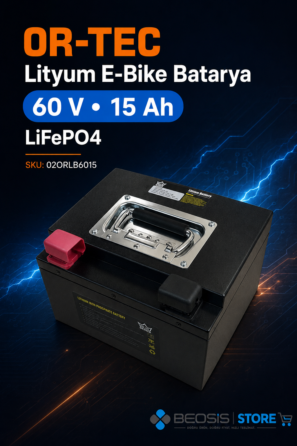 OR-TEC LİTYUM E-BİKE BATARYA 02ORLB6015 OR-TEC 60 V 15 Ah LiFePO4 E-BİKE BATARYA